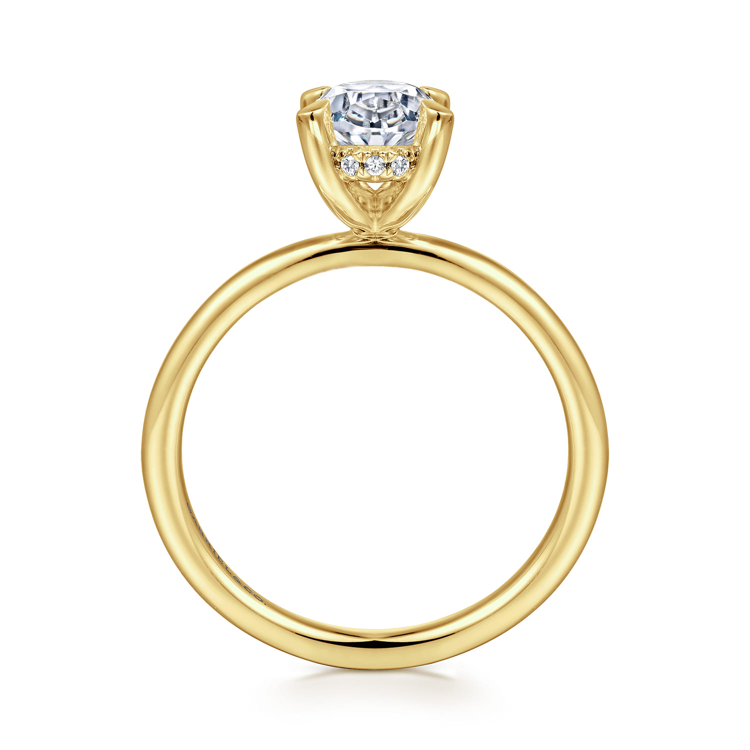 Cari - 14K Yellow Gold Hidden Halo Oval Diamond Engagement Ring - 0.06 ct - Shot 2