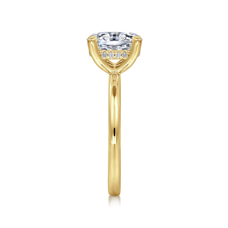Cari - 14K Yellow Gold Hidden Halo Oval Diamond Engagement Ring - 0.06 ct - Shot 4
