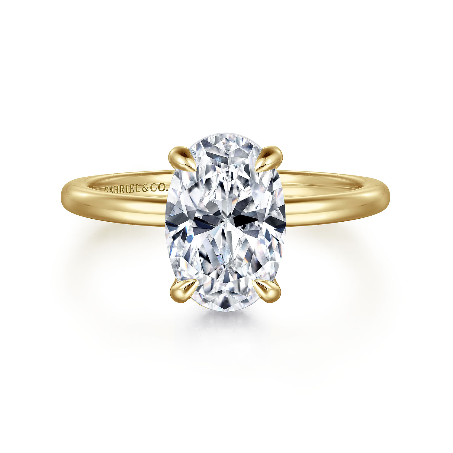 Rainah - 14K Yellow Gold Hidden Halo Oval Diamond Engagement Ring - 0.13 ct - Shot 1