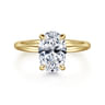 Rainah - 14K Yellow Gold Hidden Halo Oval Diamond Engagement Ring - 0.13 ct