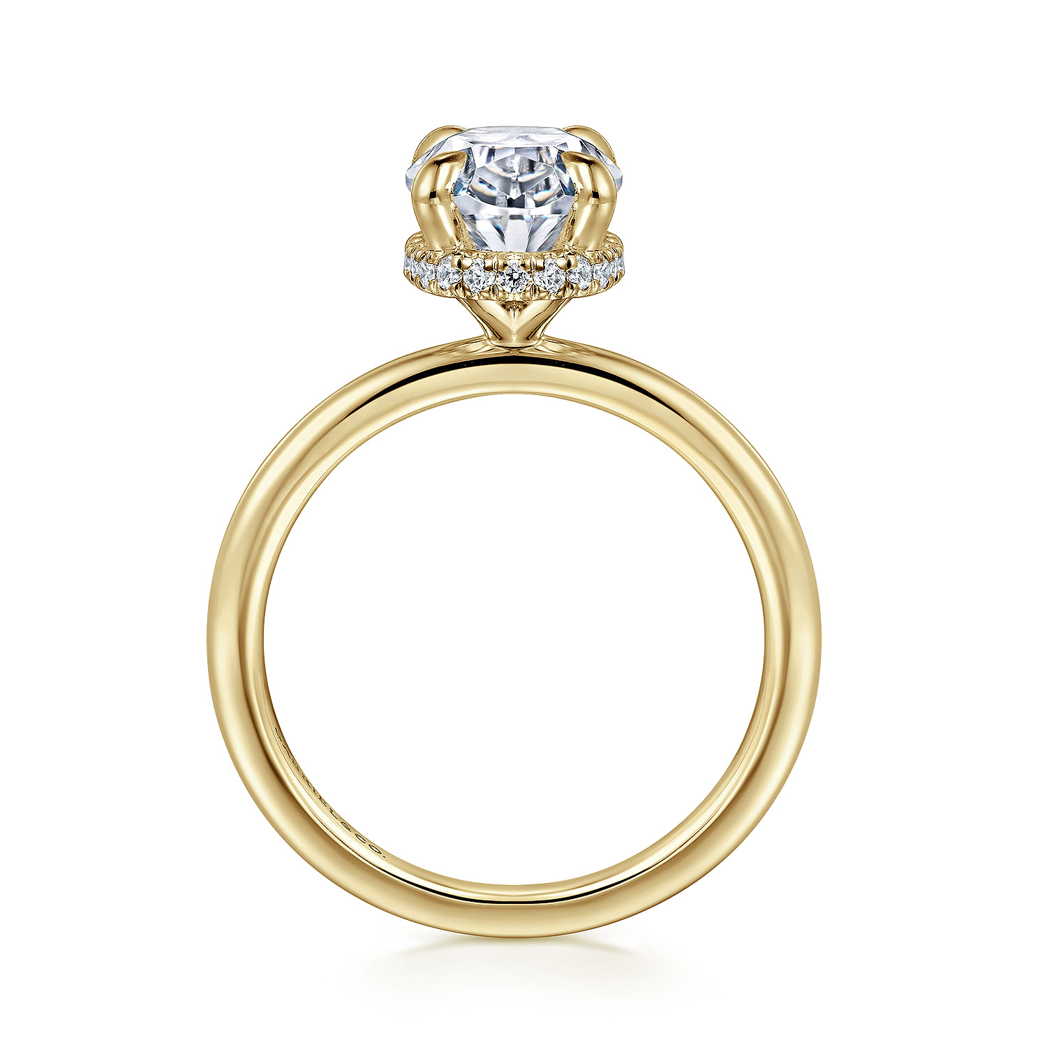 Rainah - 14K Yellow Gold Hidden Halo Oval Diamond Engagement Ring - 0.13 ct - Shot 2