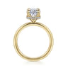 Rainah - 14K Yellow Gold Hidden Halo Oval Diamond Engagement Ring - 0.13 ct