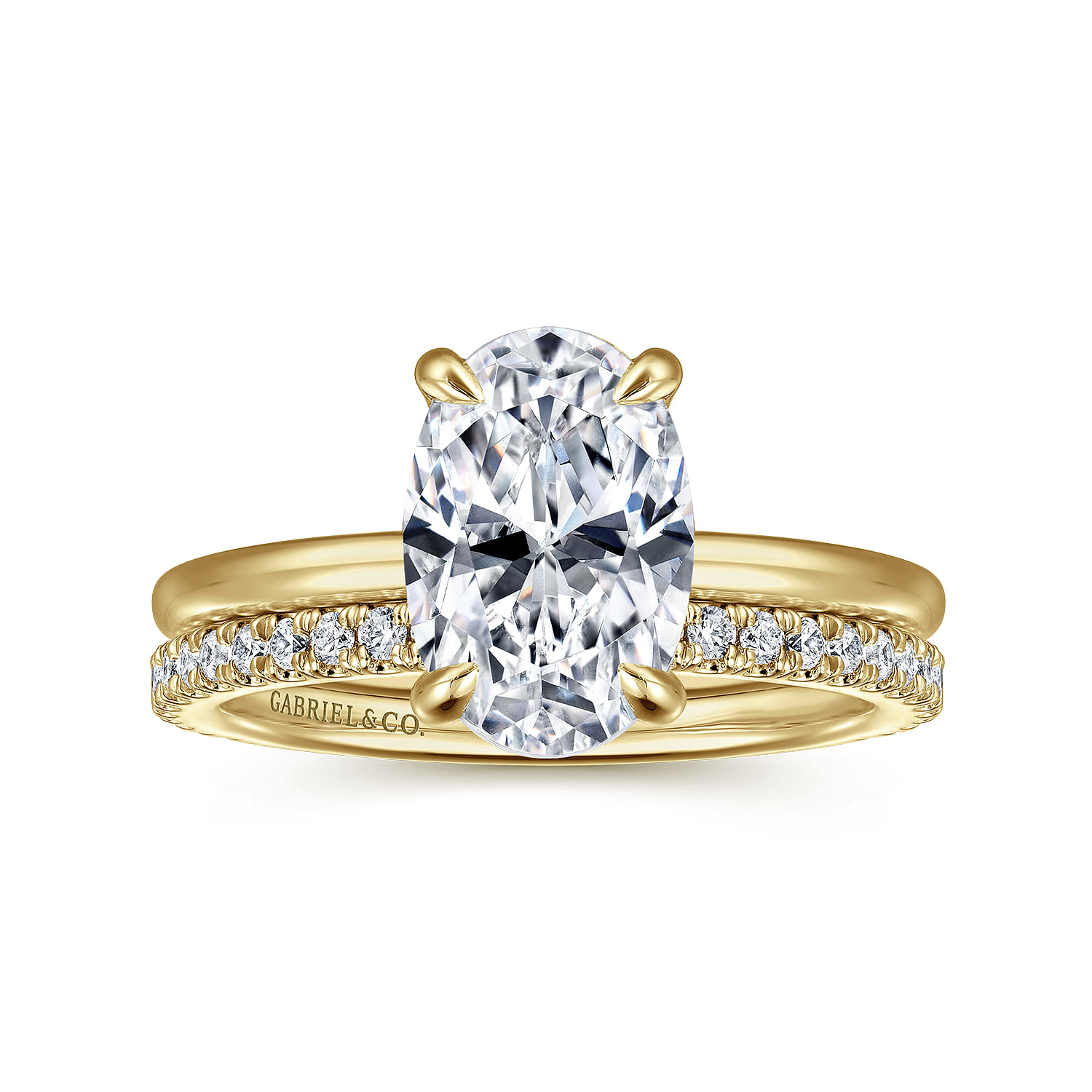Rainah - 14K Yellow Gold Hidden Halo Oval Diamond Engagement Ring - 0.13 ct - Shot 4
