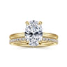 Rainah - 14K Yellow Gold Hidden Halo Oval Diamond Engagement Ring - 0.13 ct