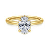 Aldon - 14K Yellow Gold Oval Halo Diamond Engagement Ring - 0.08 ct