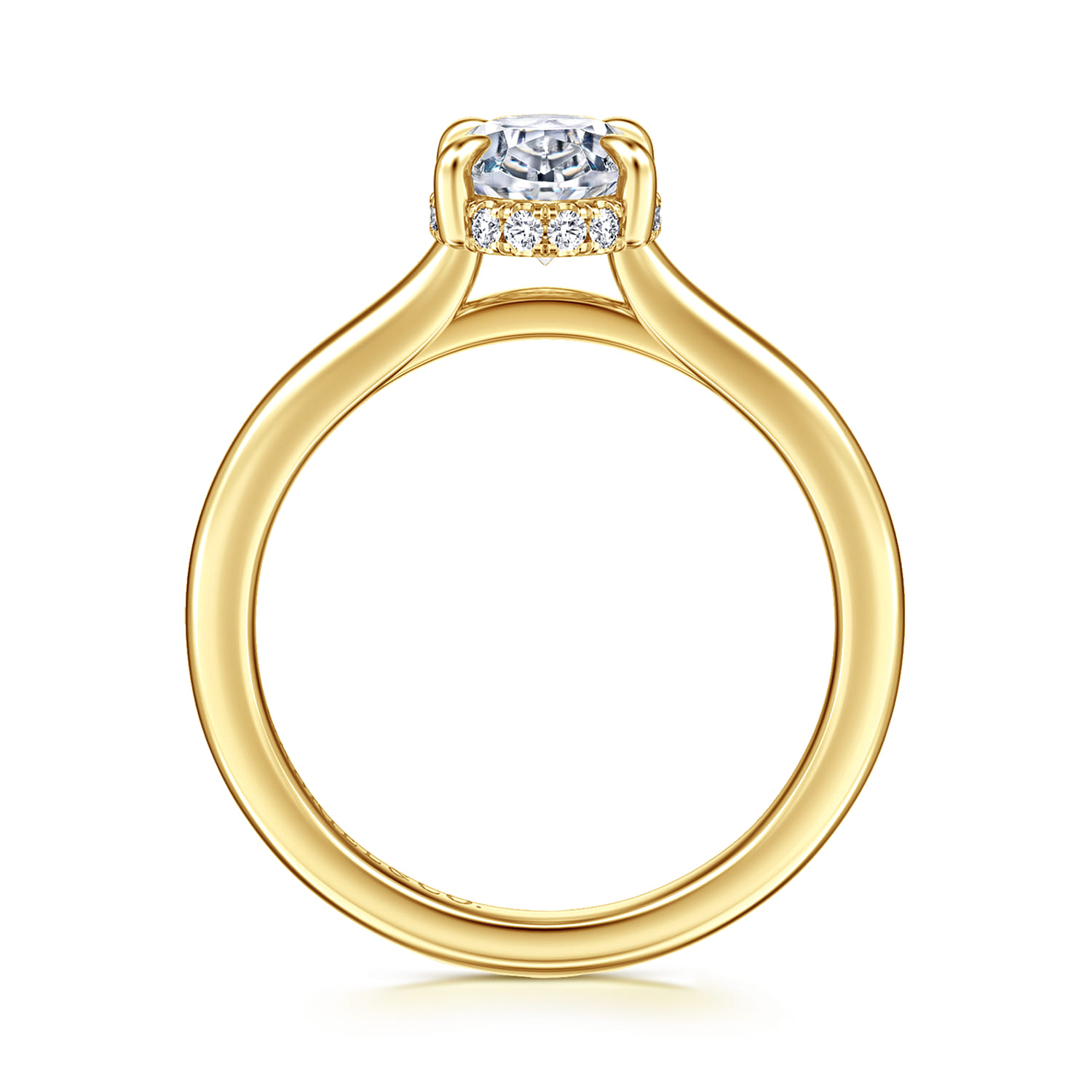 Aldon - 14K Yellow Gold Oval Halo Diamond Engagement Ring - 0.08 ct - Shot 2