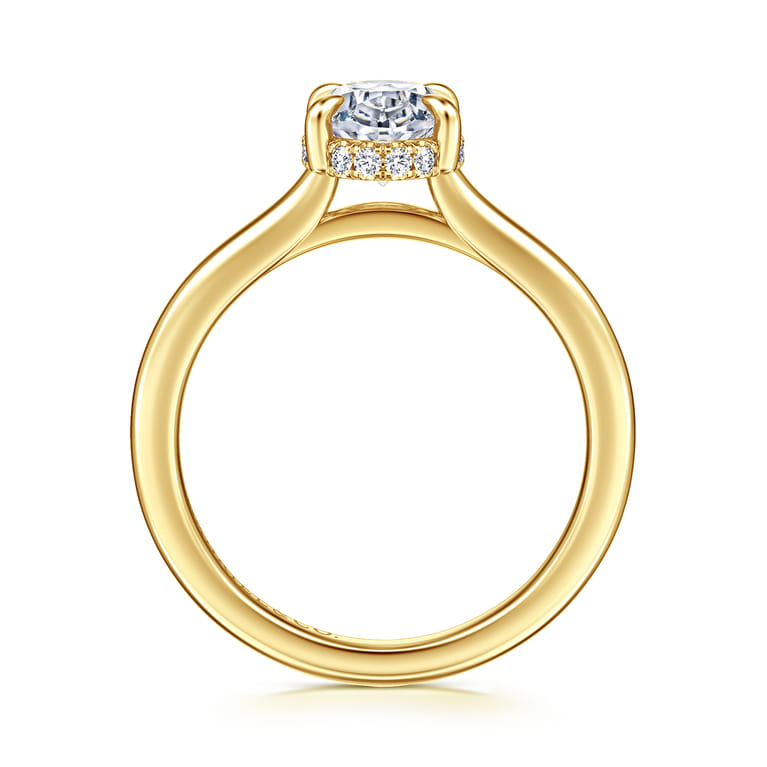 Aldon - 14K Yellow Gold Oval Halo Diamond Engagement Ring - 0.08 ct - Shot 2