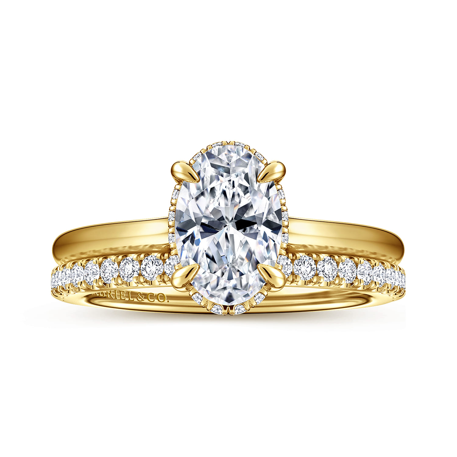 Aldon - 14K Yellow Gold Oval Halo Diamond Engagement Ring - 0.08 ct - Shot 4