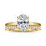 Aldon - 14K Yellow Gold Oval Halo Diamond Engagement Ring - 0.08 ct