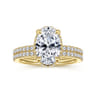 Allesia - 14K Yellow Gold Oval Cut Hidden Halo Diamond Engagement Ring - 0.3 ct