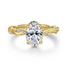 Ama - 14K Yellow Gold Twisted Oval Halo Diamond Engagement Ring - 0.25 ct