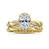 Ama - 14K Yellow Gold Twisted Oval Halo Diamond Engagement Ring - 0.25 ct