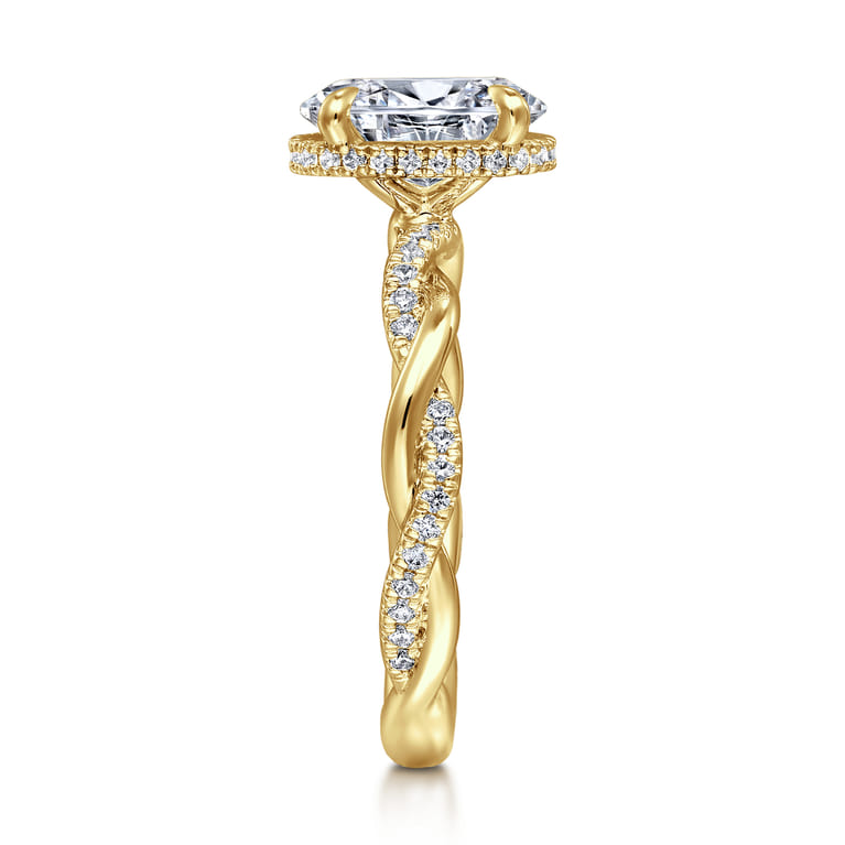 Ama - 14K Yellow Gold Twisted Oval Halo Diamond Engagement Ring - 0.25 ct - Shot 5