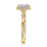 Ama - 14K Yellow Gold Twisted Oval Halo Diamond Engagement Ring - 0.25 ct