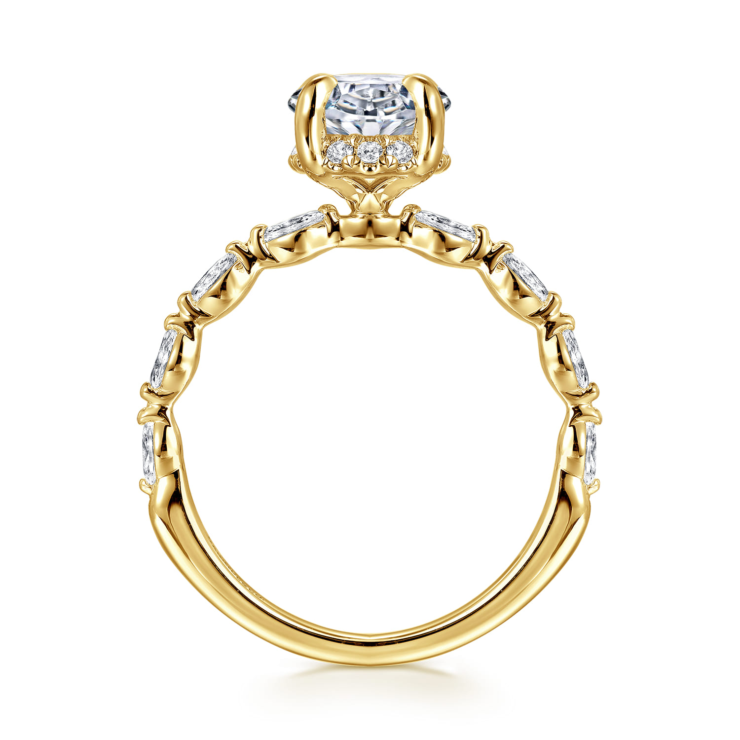 Adeena - 14K Yellow Gold Oval Hidden Halo Diamond Engagement Ring - 0.35 ct - Shot 2