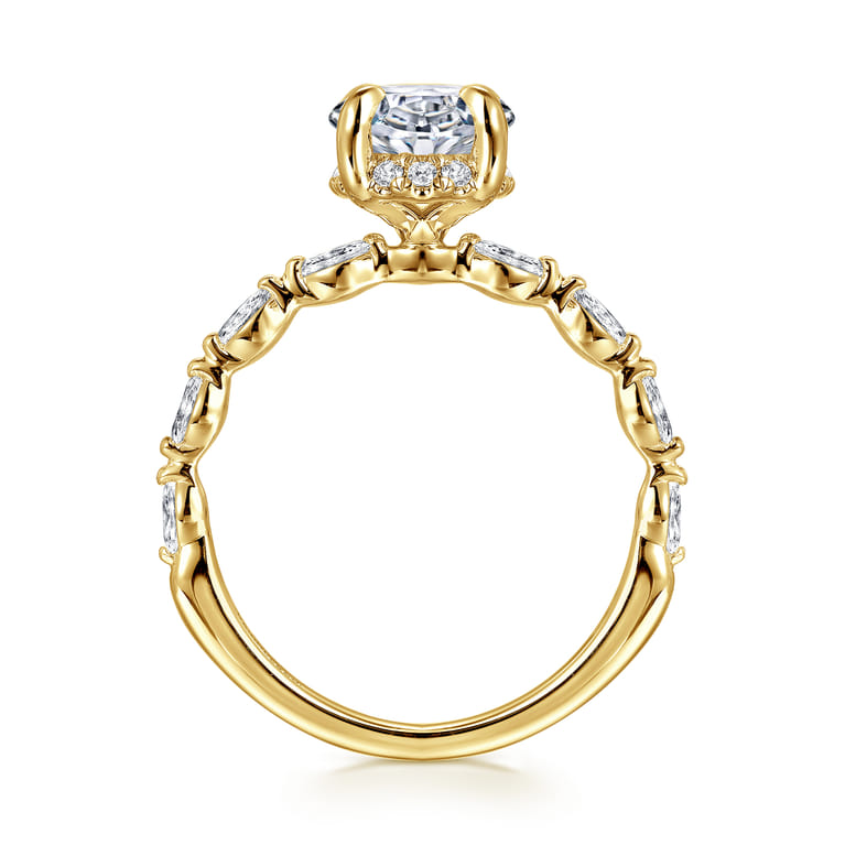 Adeena - 14K Yellow Gold Oval Hidden Halo Diamond Engagement Ring - 0.35 ct - Shot 2