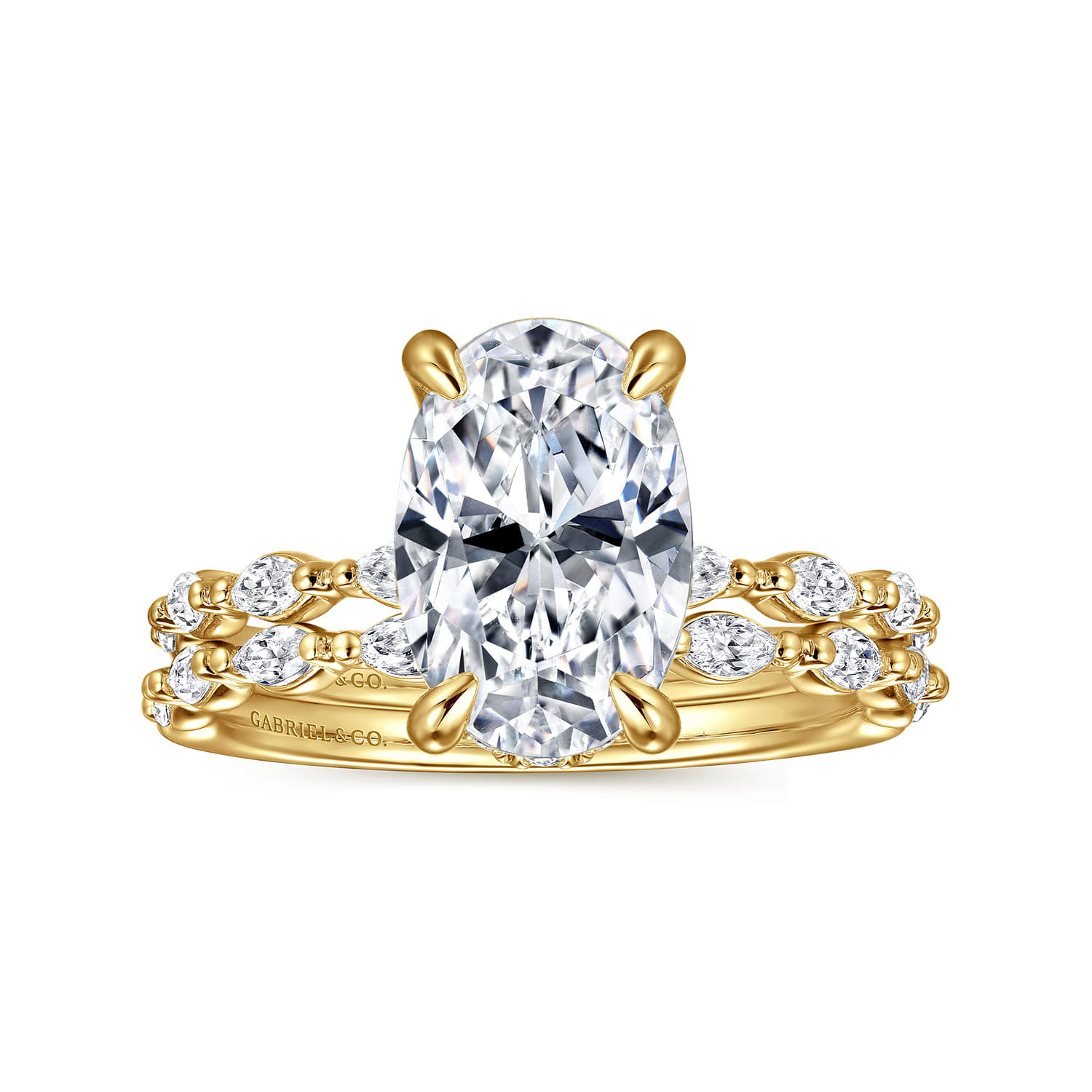 Adeena - 14K Yellow Gold Oval Hidden Halo Diamond Engagement Ring - 0.35 ct - Shot 4