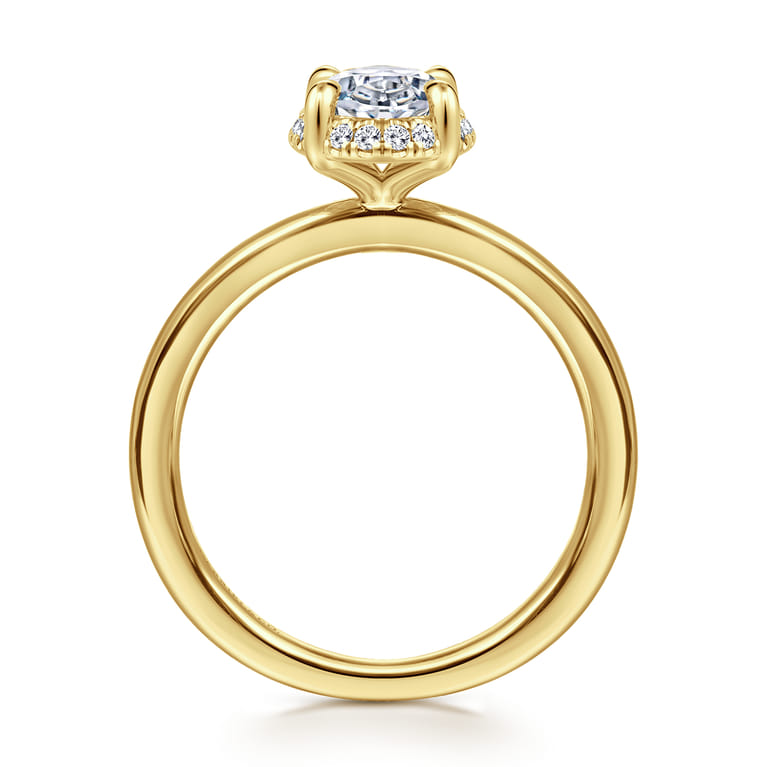 Bonnie - 14K Yellow Gold Oval Hidden Halo Diamond Engagement Ring - 0.09 ct - Shot 2
