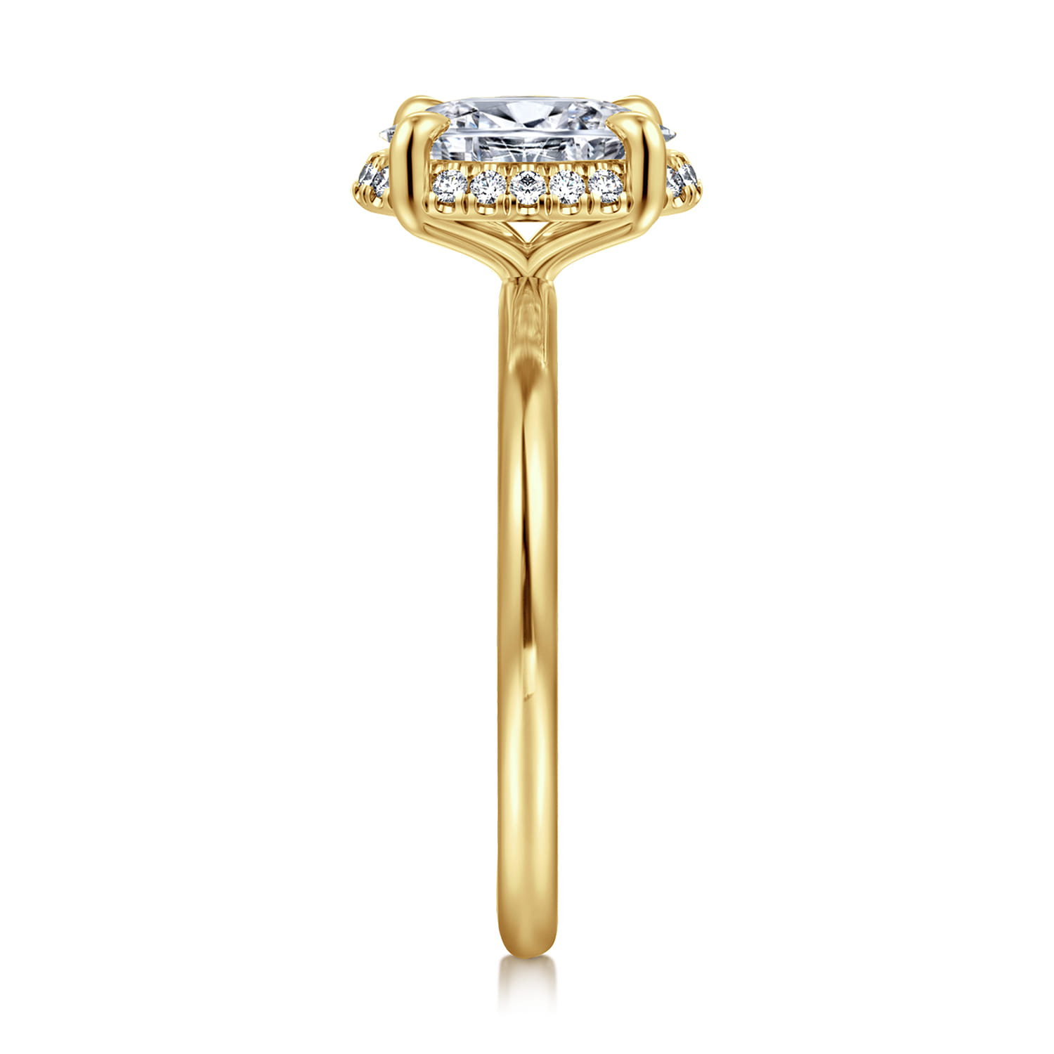 Bonnie - 14K Yellow Gold Oval Hidden Halo Diamond Engagement Ring - 0.09 ct - Shot 4