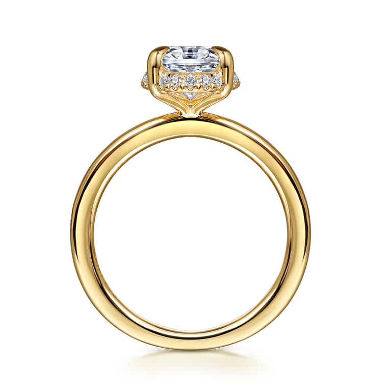 Bonnie - 14K Yellow Gold Oval Hidden Halo Diamond Engagement Ring - 0.11 ct - Shot 2