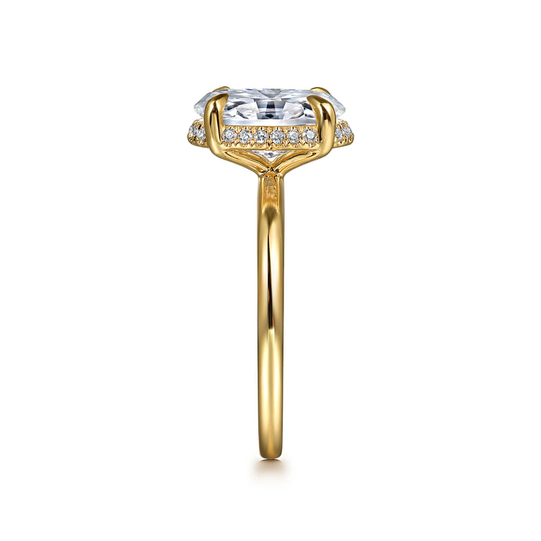 Bonnie - 14K Yellow Gold Oval Hidden Halo Diamond Engagement Ring - 0.11 ct - Shot 5