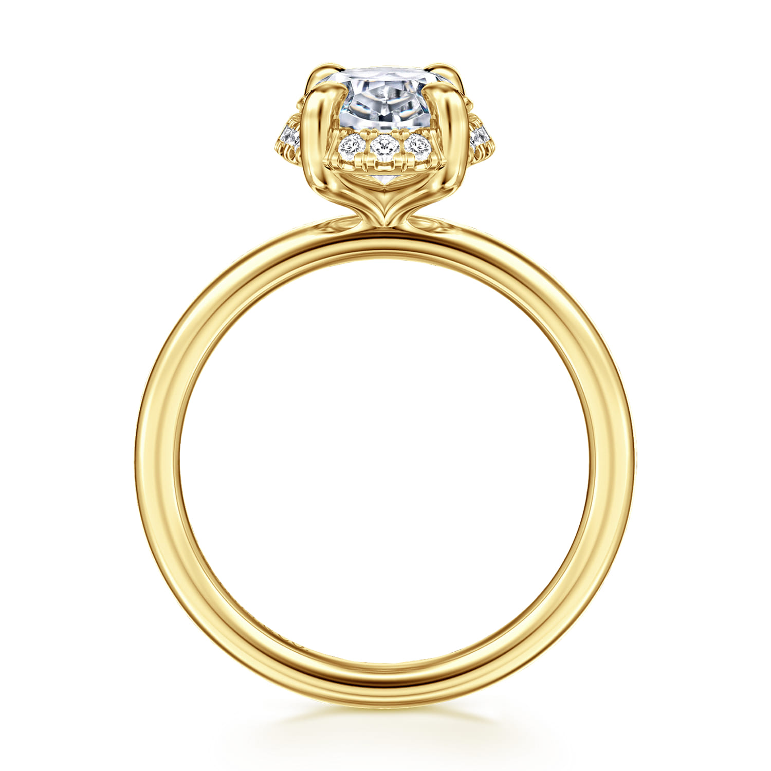 Seattle - 14K Yellow Gold Oval Hidden Halo Diamond Engagement Ring - 0.11 ct - Shot 2
