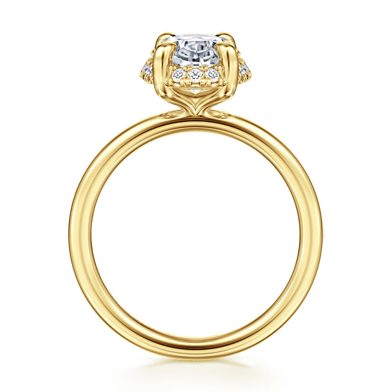 Seattle - 14K Yellow Gold Oval Hidden Halo Diamond Engagement Ring - 0.11 ct - Shot 2