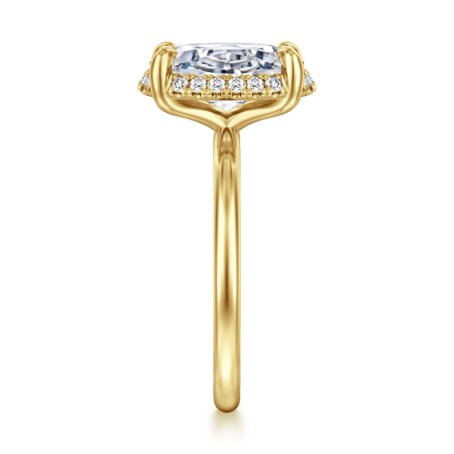 Seattle - 14K Yellow Gold Oval Hidden Halo Diamond Engagement Ring - 0.11 ct - Shot 4