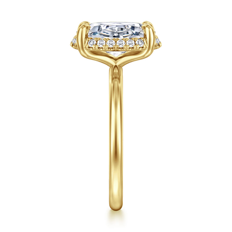 Seattle - 14K Yellow Gold Oval Hidden Halo Diamond Engagement Ring - 0.11 ct - Shot 4