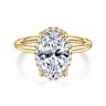 Seattle - 14K Yellow Gold Oval Hidden Halo Diamond Engagement Ring - 0.13 ct