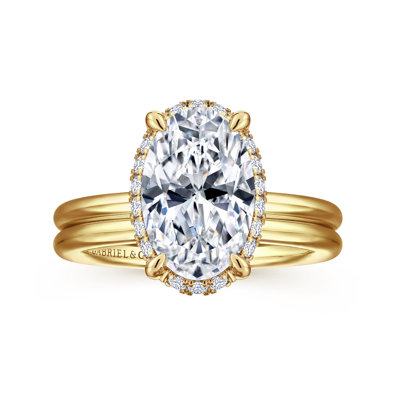 Seattle - 14K Yellow Gold Oval Hidden Halo Diamond Engagement Ring - 0.13 ct - Shot 4