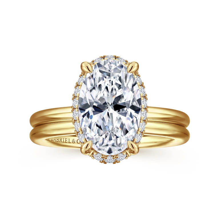 Seattle - 14K Yellow Gold Oval Hidden Halo Diamond Engagement Ring - 0.13 ct - Shot 4