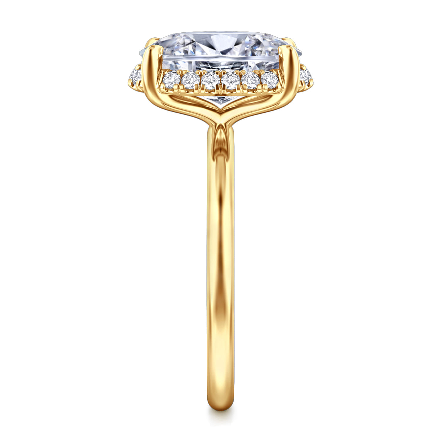 Seattle - 14K Yellow Gold Oval Hidden Halo Diamond Engagement Ring - 0.13 ct - Shot 5