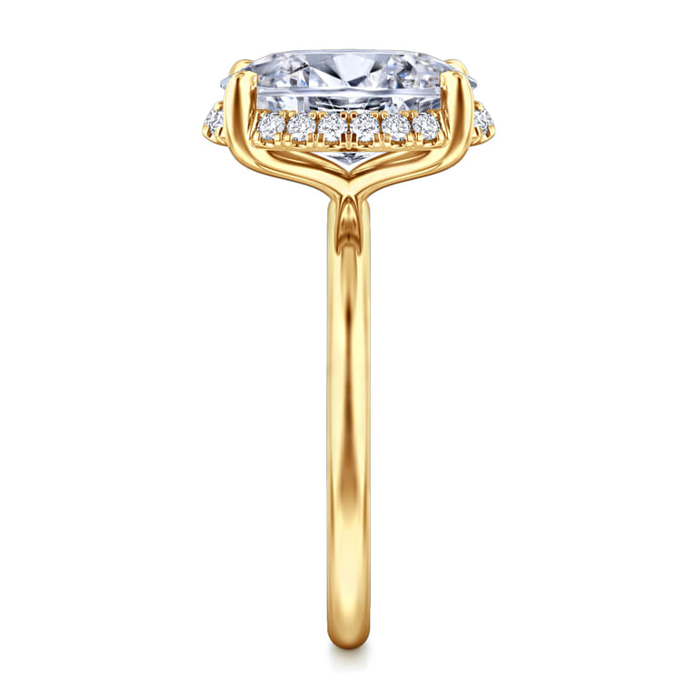 Seattle - 14K Yellow Gold Oval Hidden Halo Diamond Engagement Ring - 0.13 ct - Shot 5