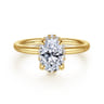Seattle - 14K Yellow Gold Oval Hidden Halo Diamond Engagement Ring - 0.08 ct