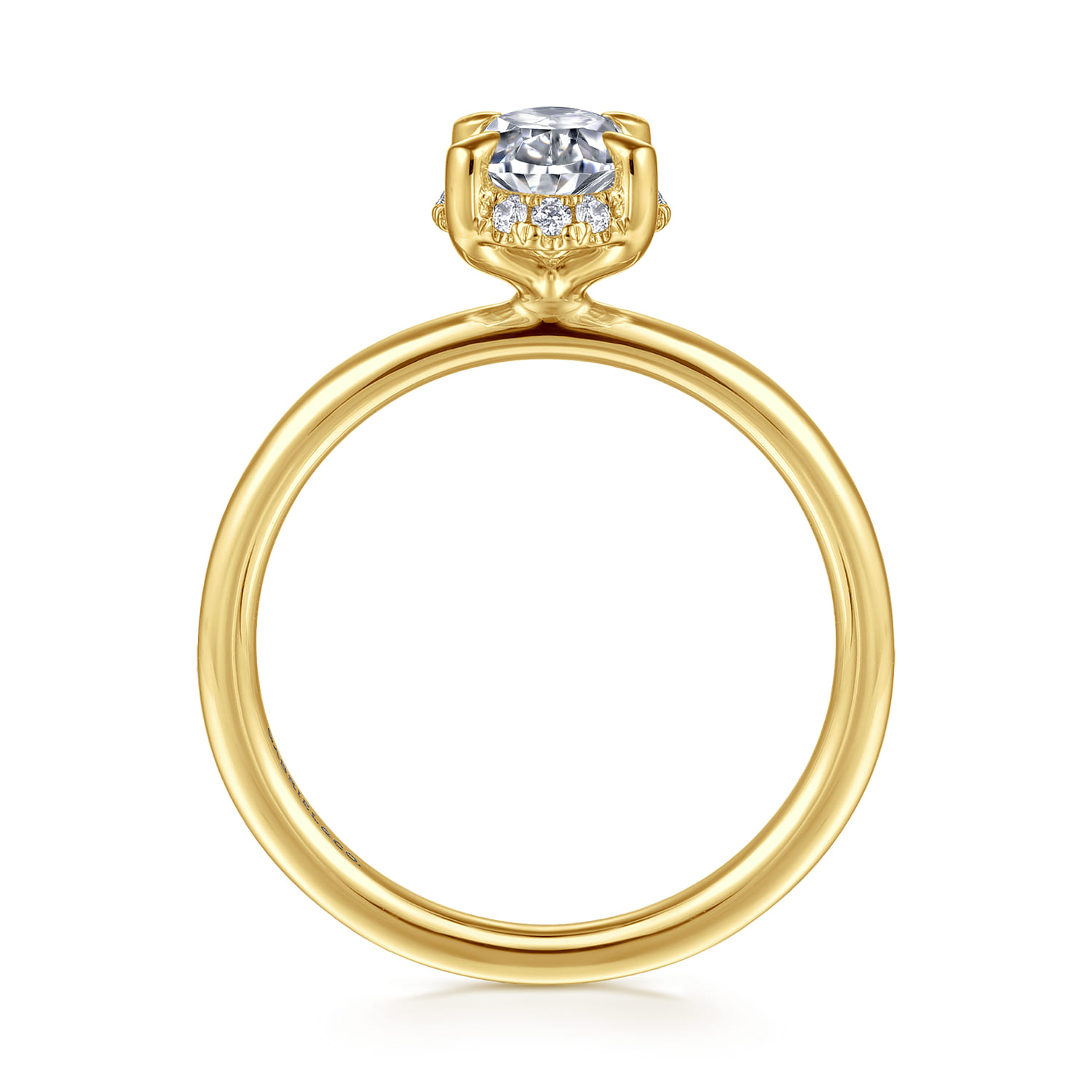 Seattle - 14K Yellow Gold Oval Hidden Halo Diamond Engagement Ring - 0.08 ct - Shot 2