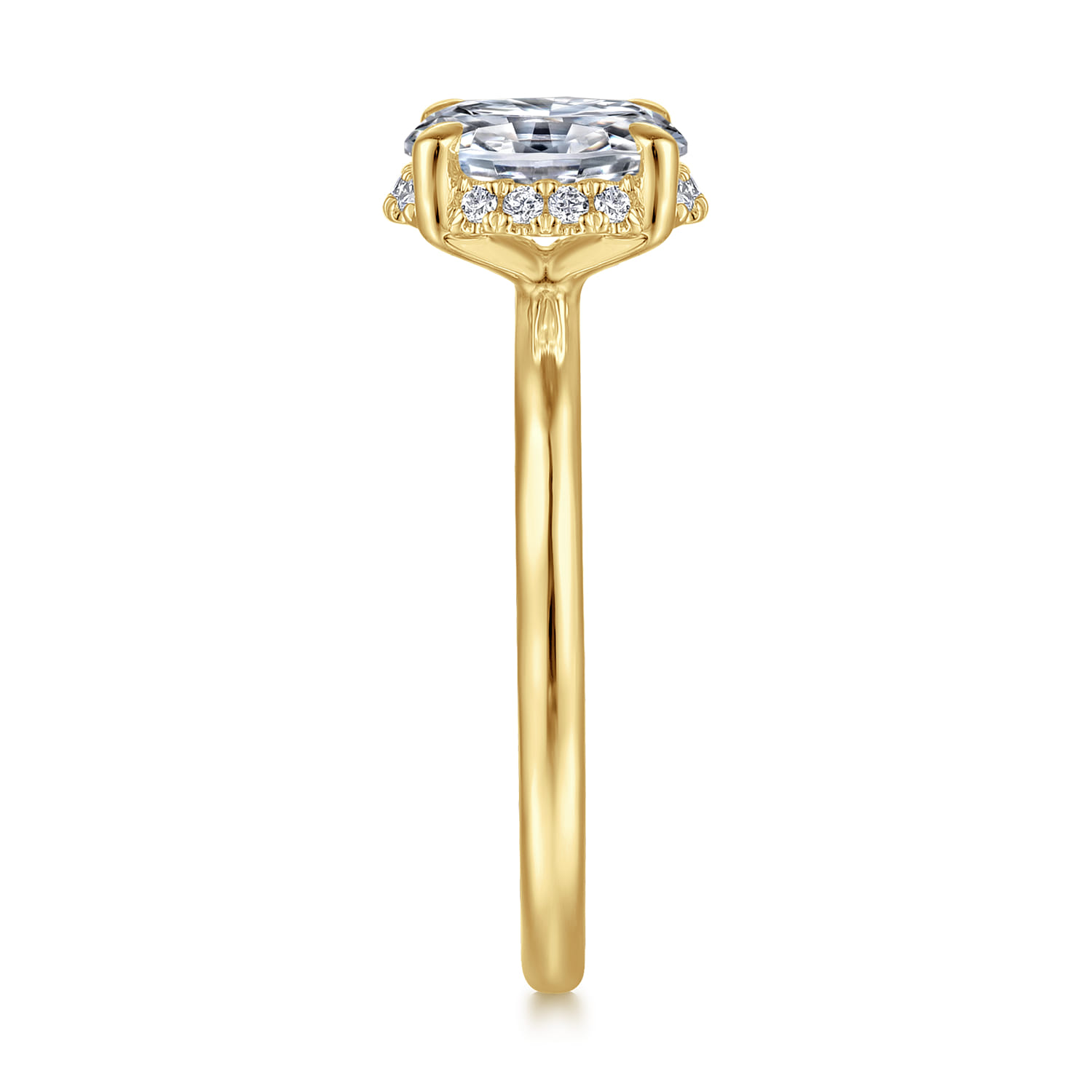 Seattle - 14K Yellow Gold Oval Hidden Halo Diamond Engagement Ring - 0.08 ct - Shot 5