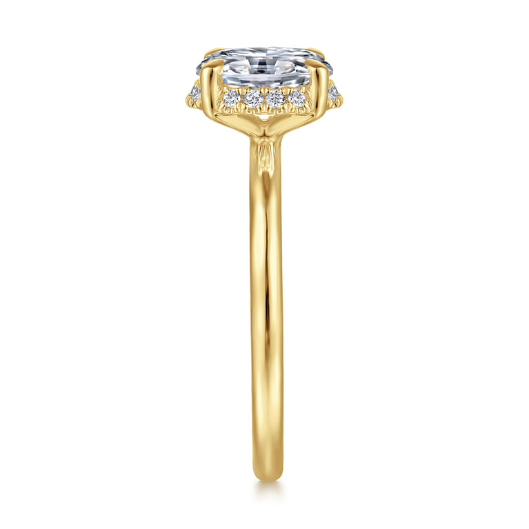Seattle - 14K Yellow Gold Oval Hidden Halo Diamond Engagement Ring - 0.08 ct - Shot 5