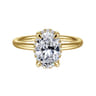 Seattle - 14K Yellow Gold Oval Hidden Halo Diamond Engagement Ring - 0.1 ct