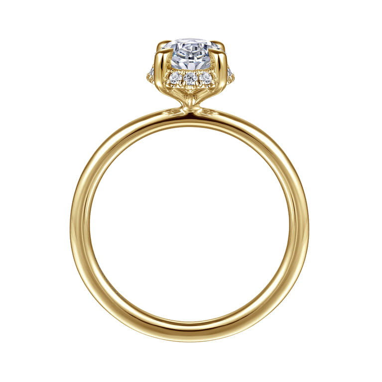 Seattle - 14K Yellow Gold Oval Hidden Halo Diamond Engagement Ring - 0.1 ct - Shot 2