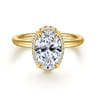 Seattle - 14K Yellow Gold Oval Hidden Halo Diamond Engagement Ring - 0.11 ct