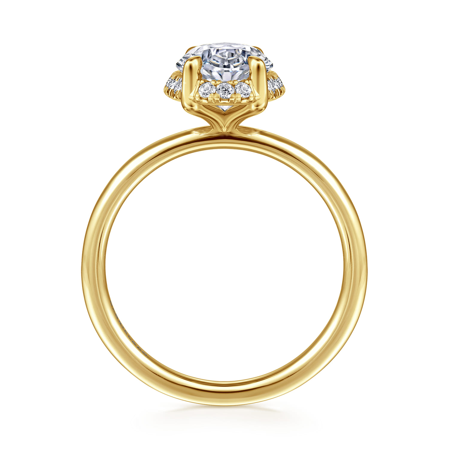 Seattle - 14K Yellow Gold Oval Hidden Halo Diamond Engagement Ring - 0.11 ct - Shot 2
