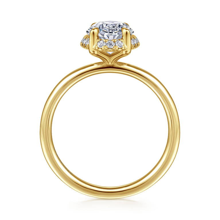 Seattle - 14K Yellow Gold Oval Hidden Halo Diamond Engagement Ring - 0.11 ct - Shot 2