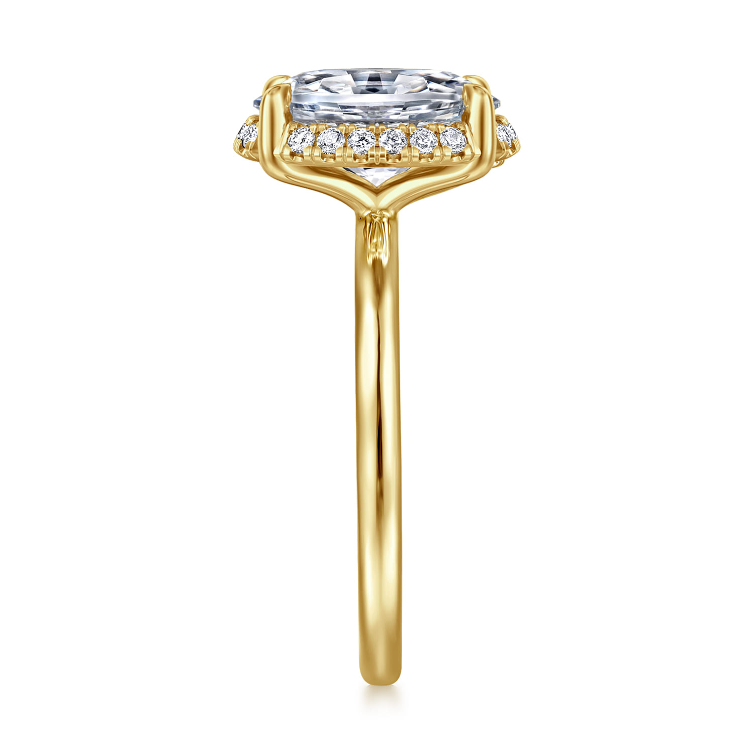 Seattle - 14K Yellow Gold Oval Hidden Halo Diamond Engagement Ring - 0.11 ct - Shot 4