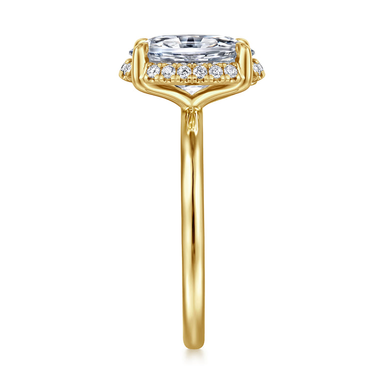 Seattle - 14K Yellow Gold Oval Hidden Halo Diamond Engagement Ring - 0.11 ct - Shot 4