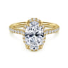 Suede - 14K Yellow Gold Oval Hidden Halo Diamond Engagement Ring - 0.3 ct