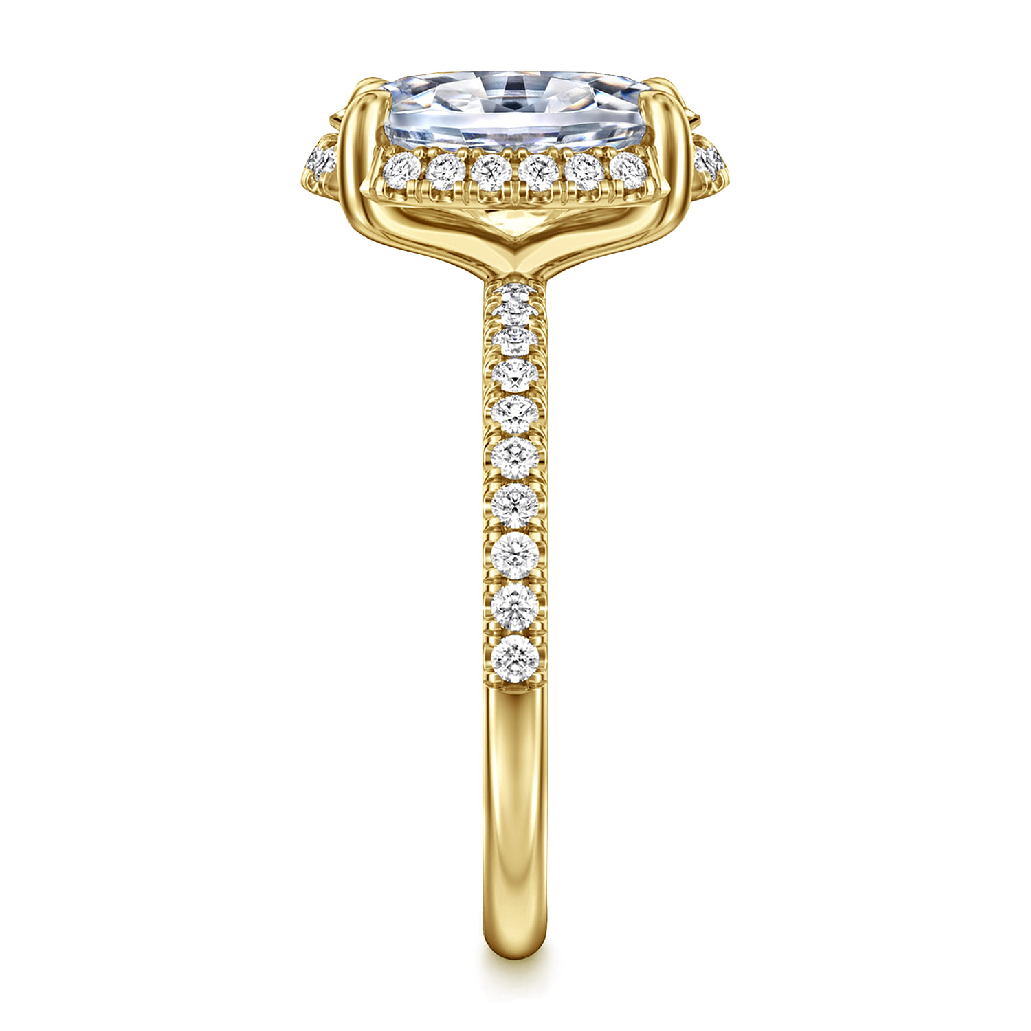 Suede - 14K Yellow Gold Oval Hidden Halo Diamond Engagement Ring - 0.3 ct - Shot 4