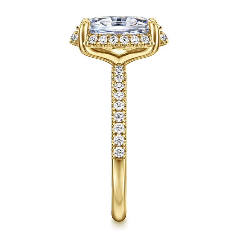 Suede - 14K Yellow Gold Oval Hidden Halo Diamond Engagement Ring - 0.3 ct - Shot 4
