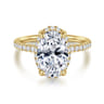 Suede - 14K Yellow Gold Oval Hidden Halo Diamond Engagement Ring - 0.3 ct