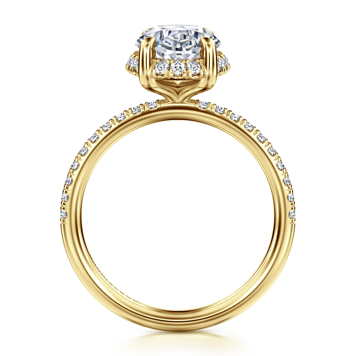 Suede - 14K Yellow Gold Oval Hidden Halo Diamond Engagement Ring - 0.3 ct - Shot 2